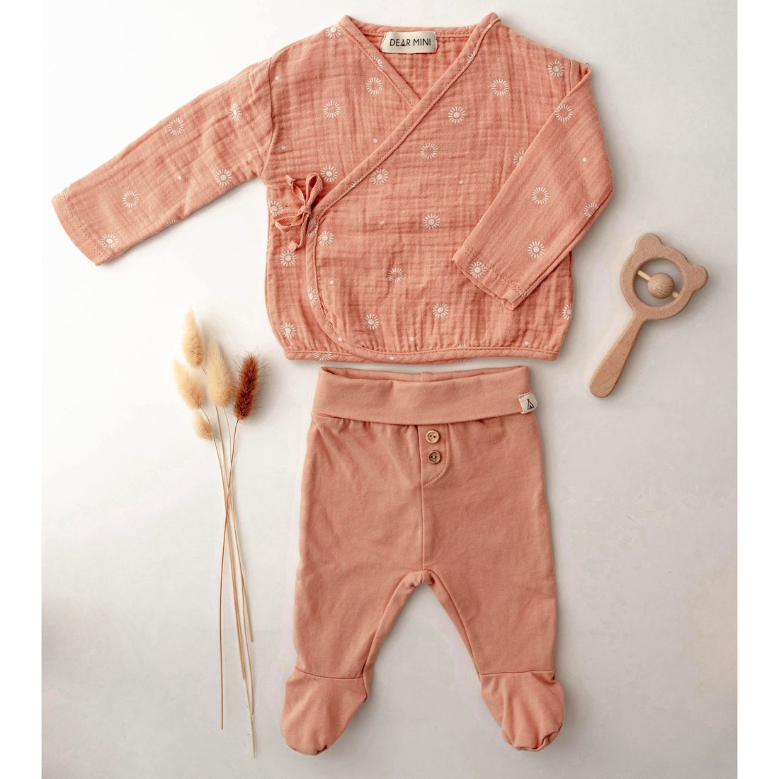 Savannah Kimono Blouse & Soft Footed Pants | Salmon