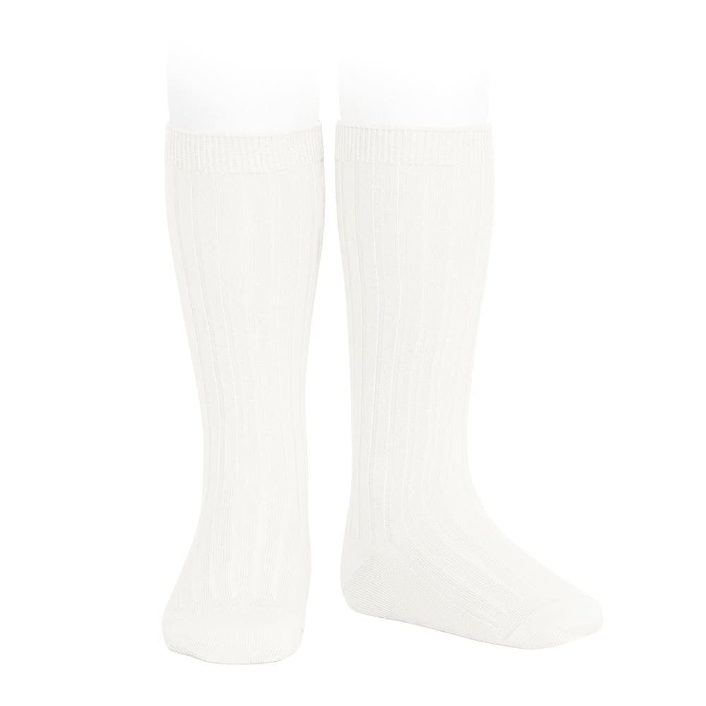 2016/2 Basic Ribbed Knee High Socks | Cream 202