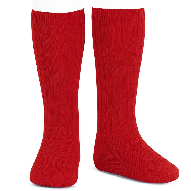 2016/2 Basic Ribbed Knee High Socks | Red 550