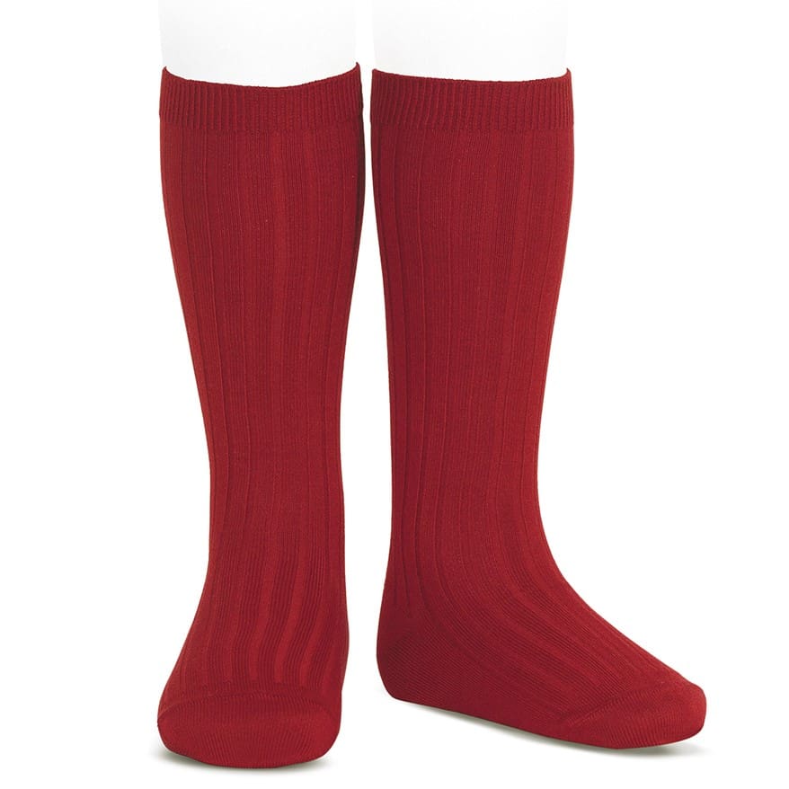 2016/2 Basic Ribbed Knee High Socks | Cherry 554