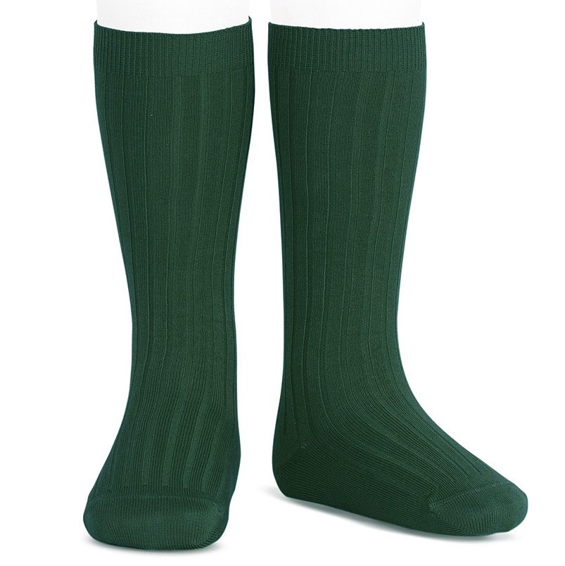 2016/2 Basic Ribbed Knee High Socks | Bottle Green 780