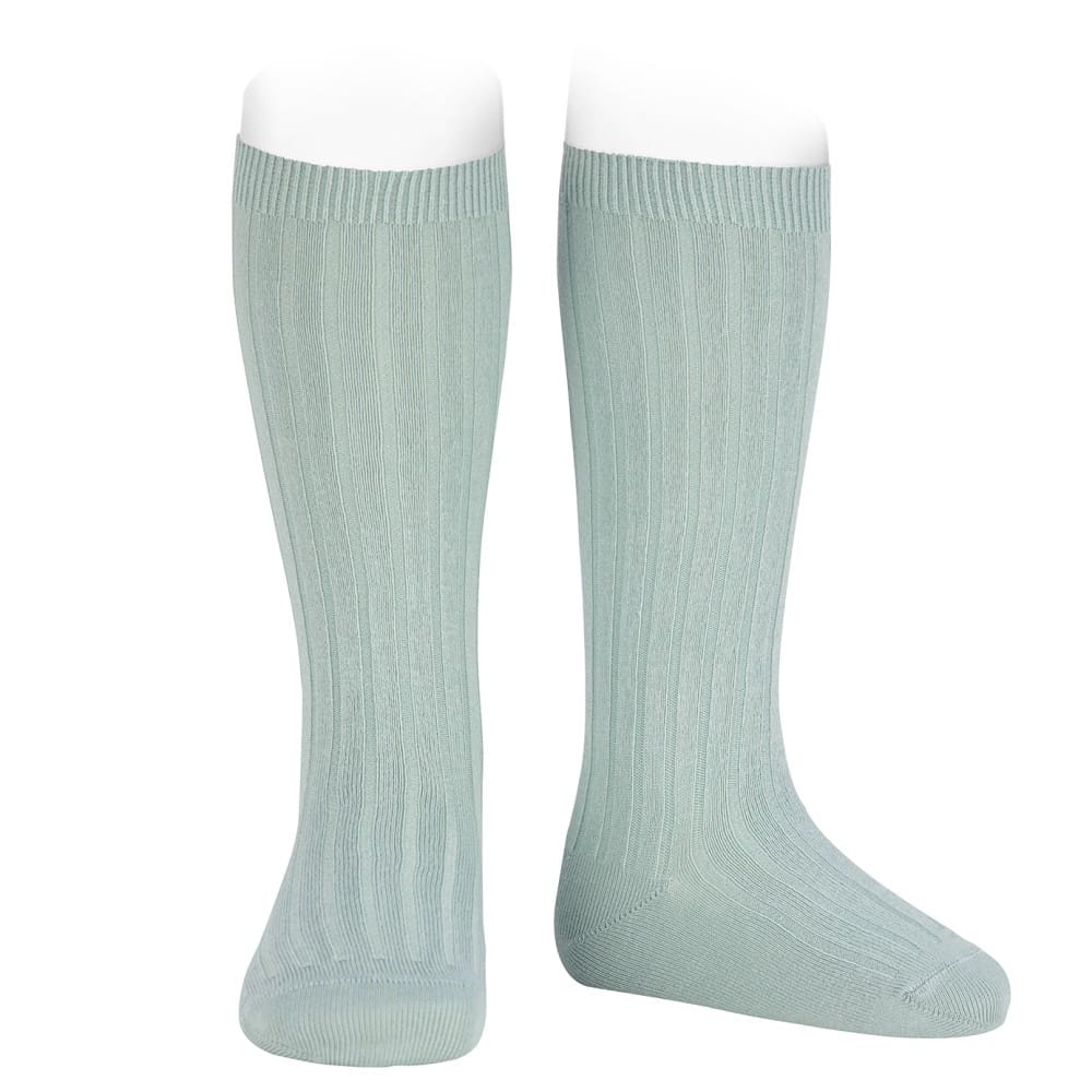 2016/2 Basic Ribbed Knee High Socks | Sea Mist 495