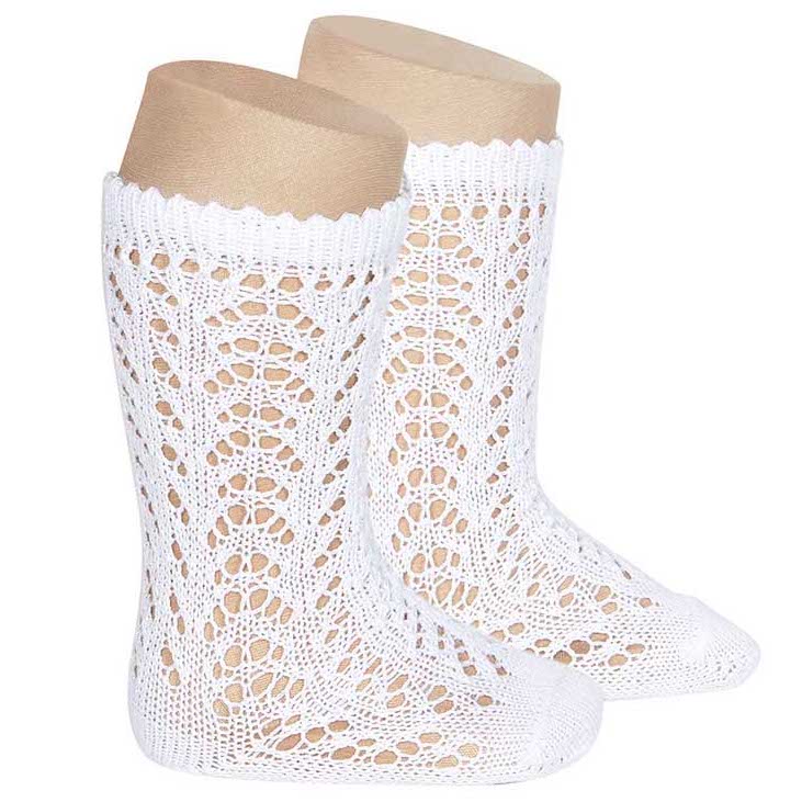 Openwork Knee High Socks | White (200)