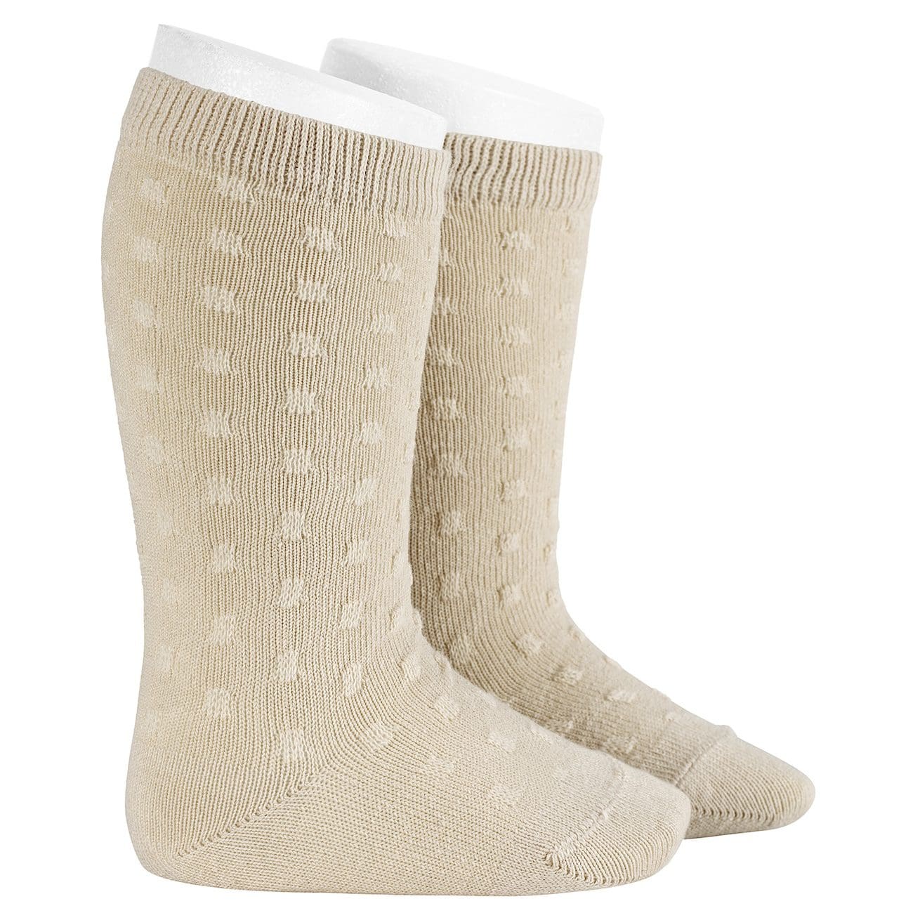 2318/2 3d Polka Dot Relief Knee Socks | Linen 304