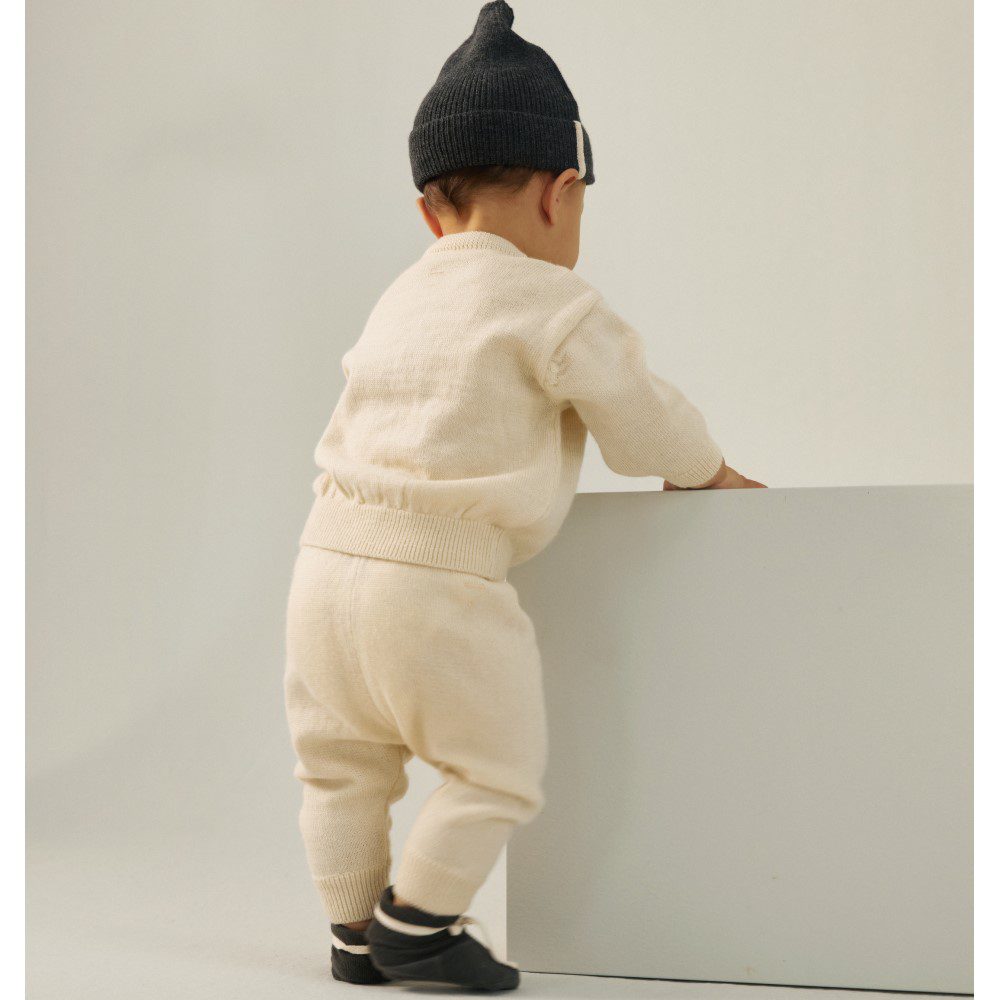 Baby Kniited Jumper & Knitted Legs | Nearly Black Melange