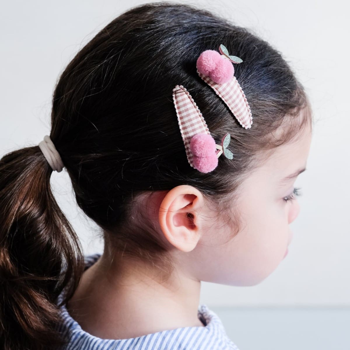 Gingham Cherry Clips