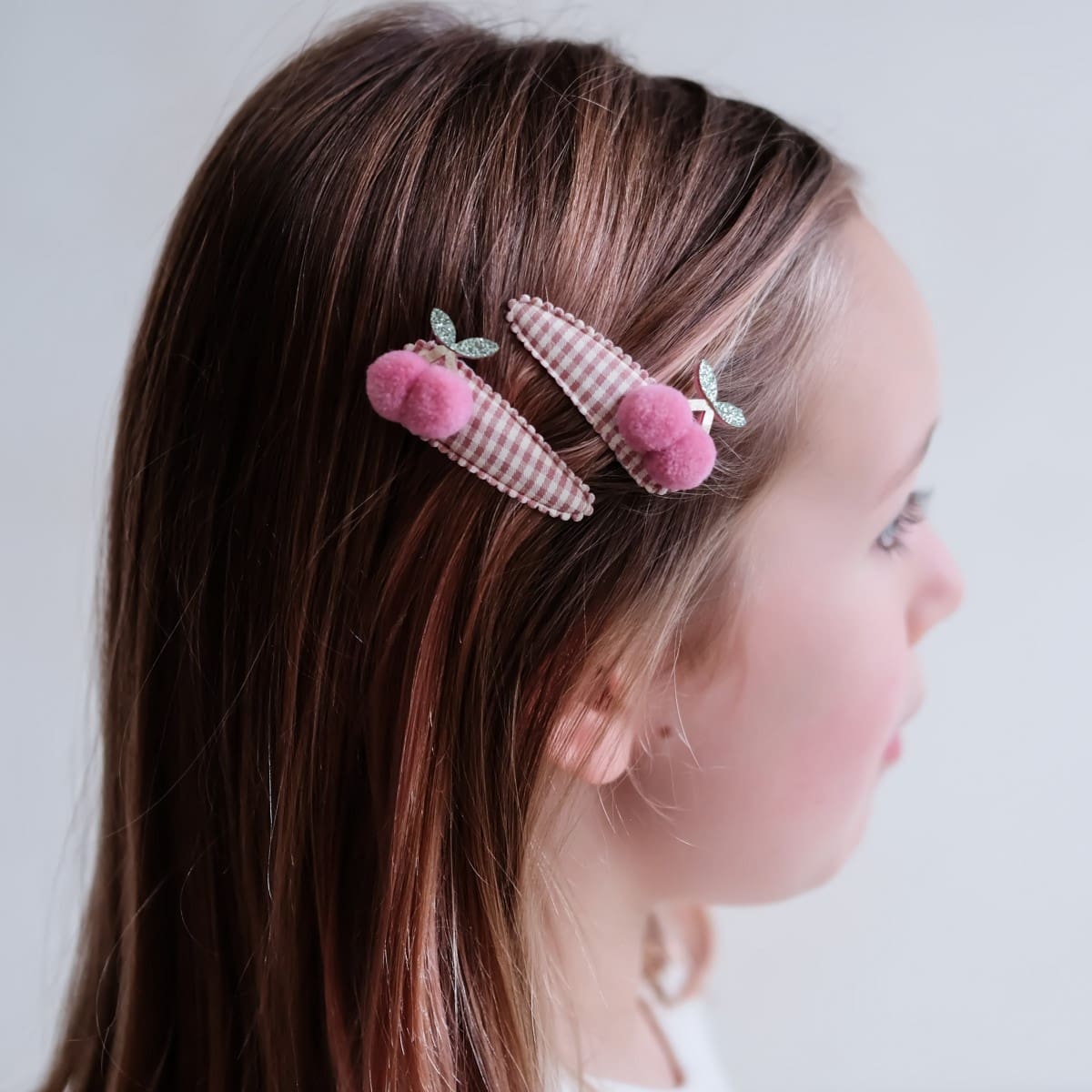 Gingham Cherry Clips