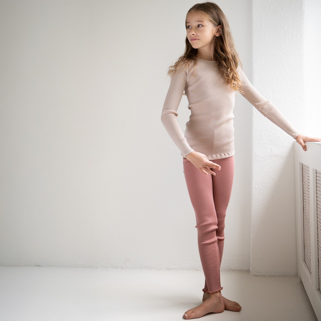 Merino Wool Arona Frill Leggings Rose