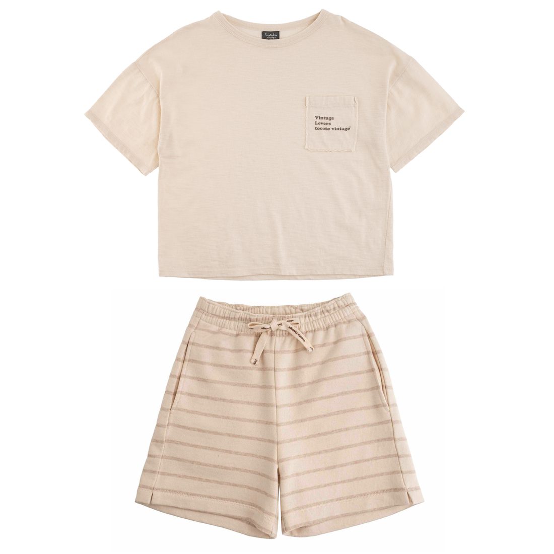 T-Shirt Message & Striped Shorts