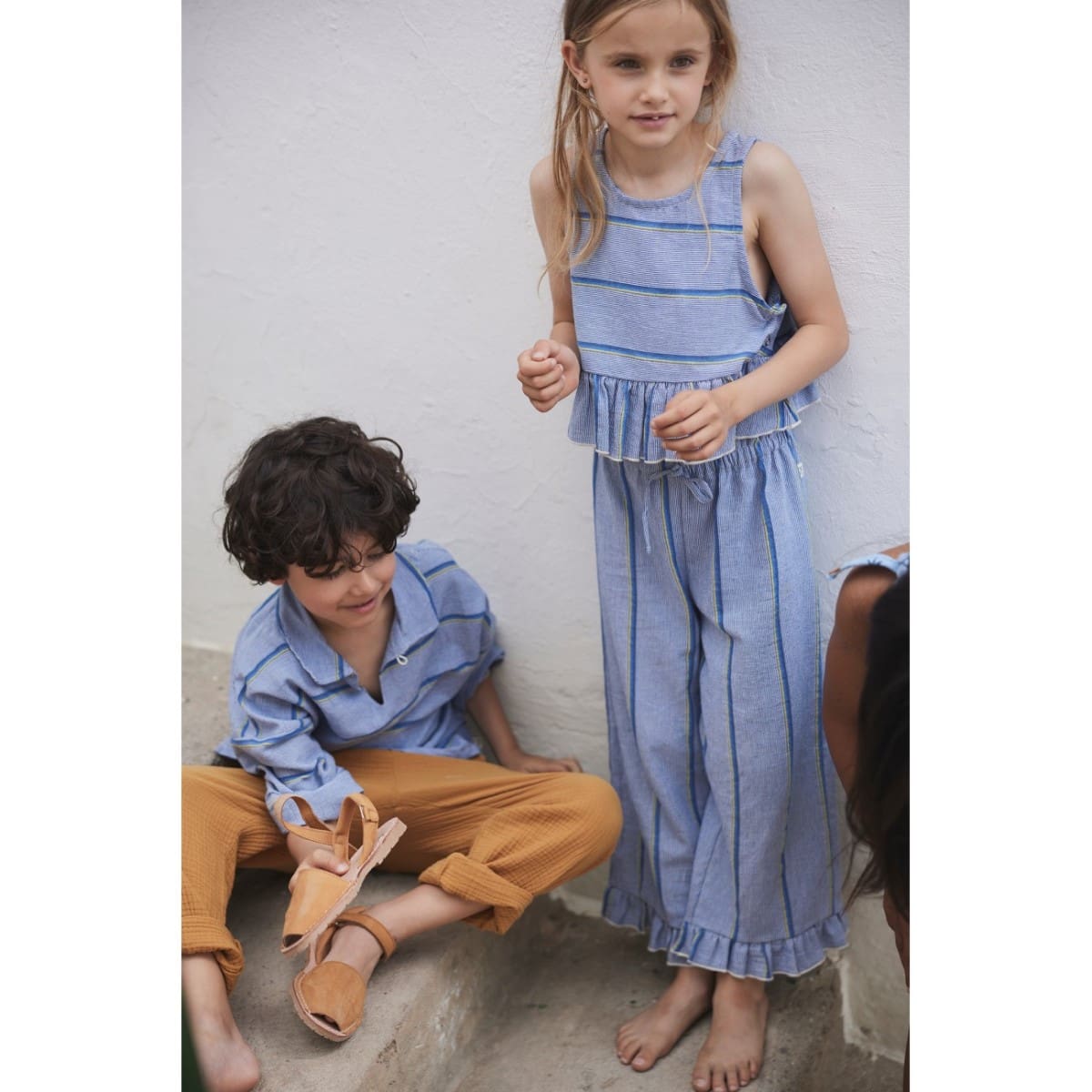 Kian Denim Stripes Shirt & Mario Soft Gauze Pants | Unique/Oil