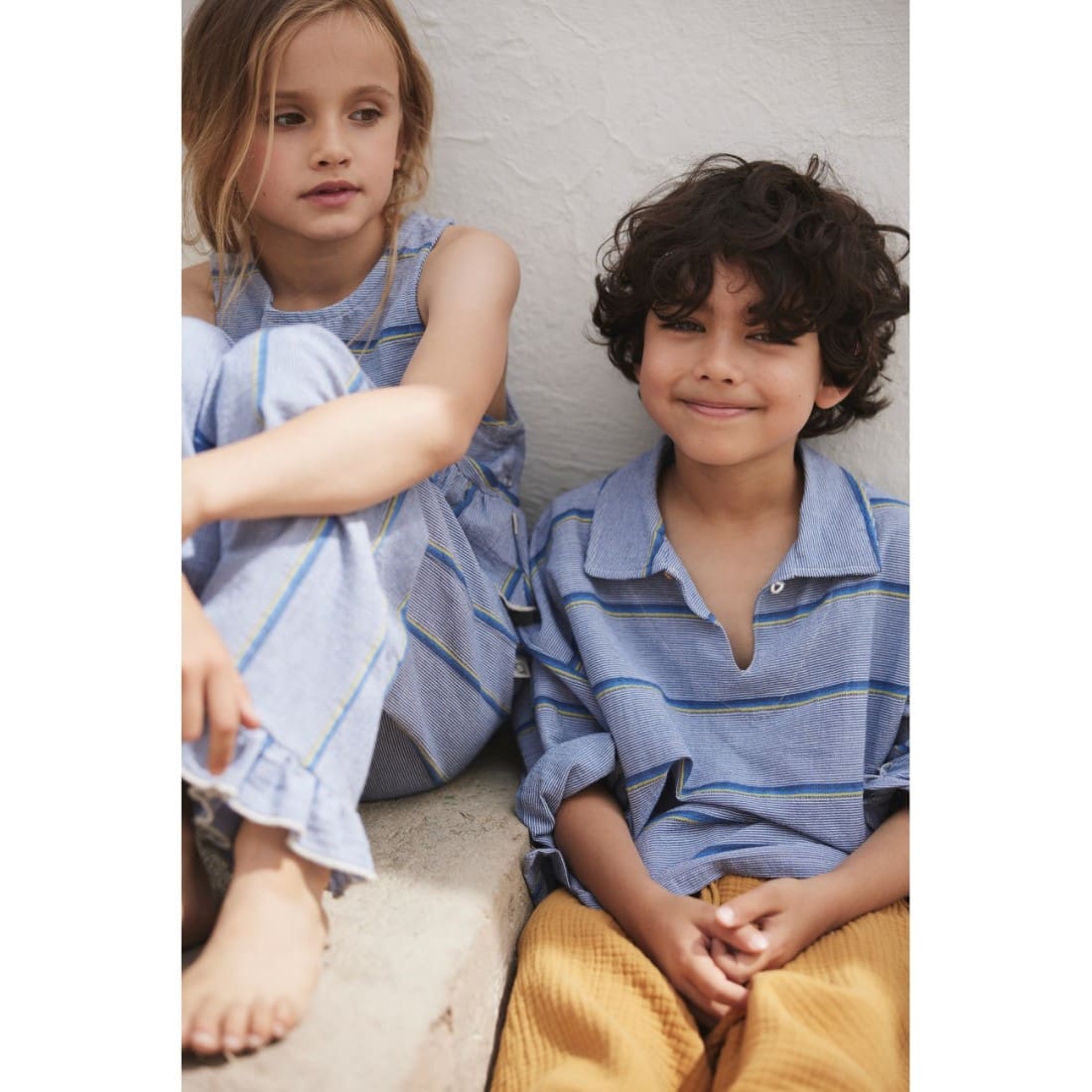 Kian Denim Stripes Shirt & Mario Soft Gauze Pants | Unique/Oil