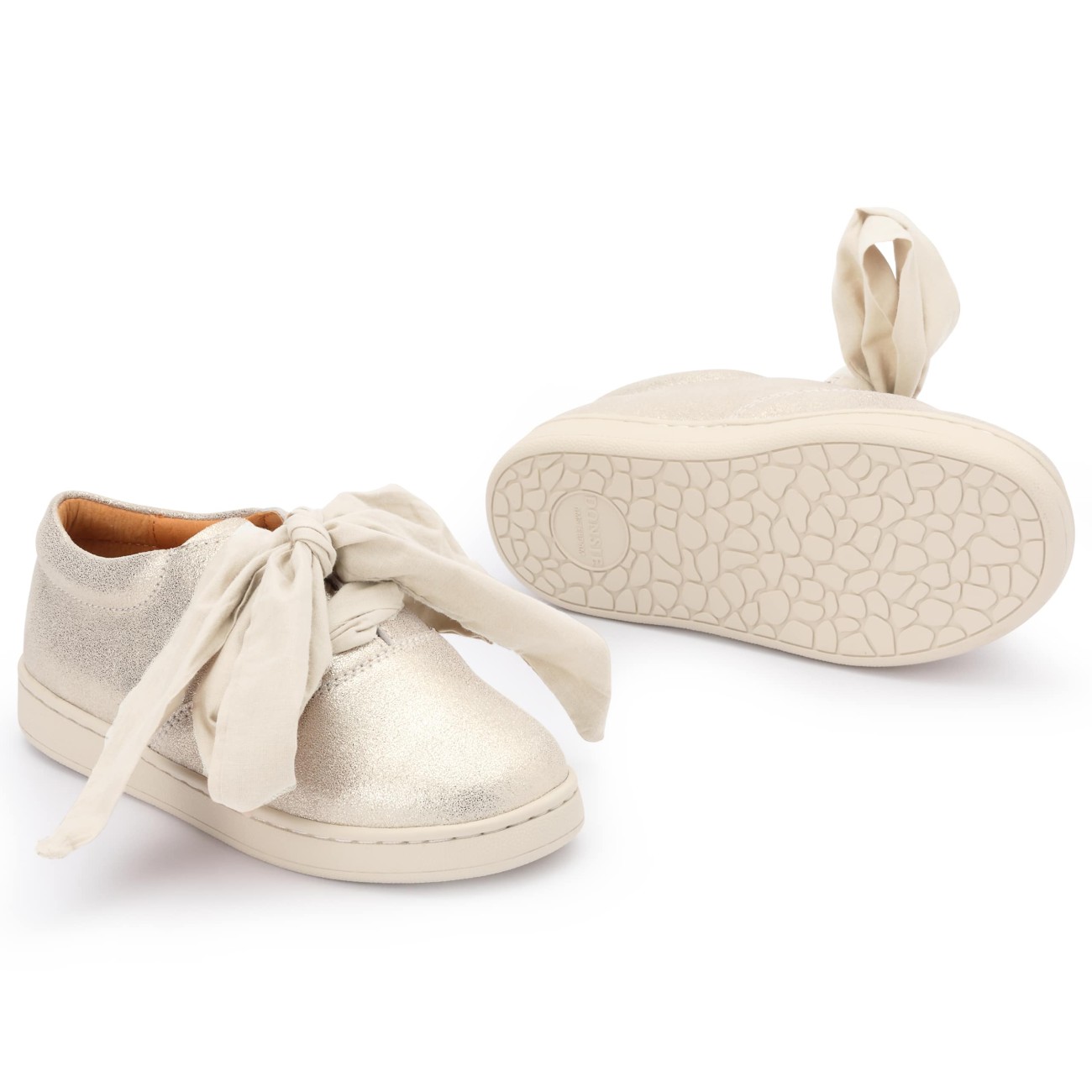 Emilia Organza Sneakers | Silver Metallic Leather