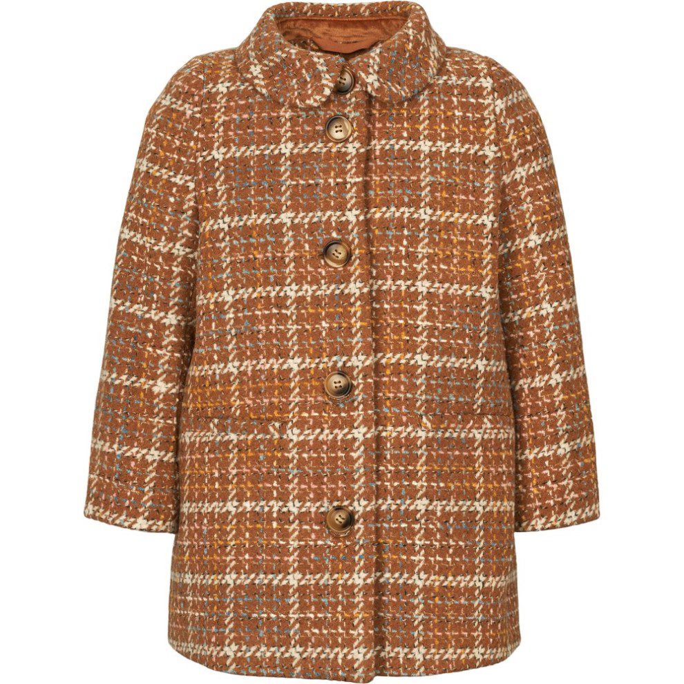 Olive Wool Coat | Caramel Check