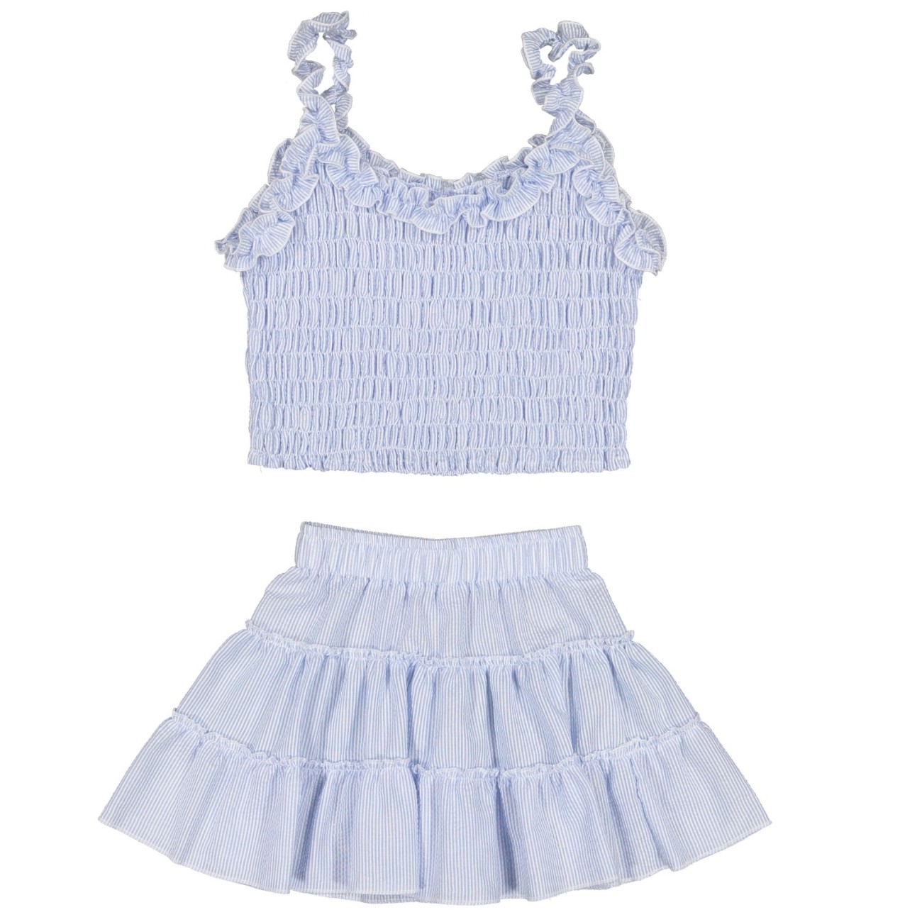 Maryland Blue Seersucker Top & Skirt
