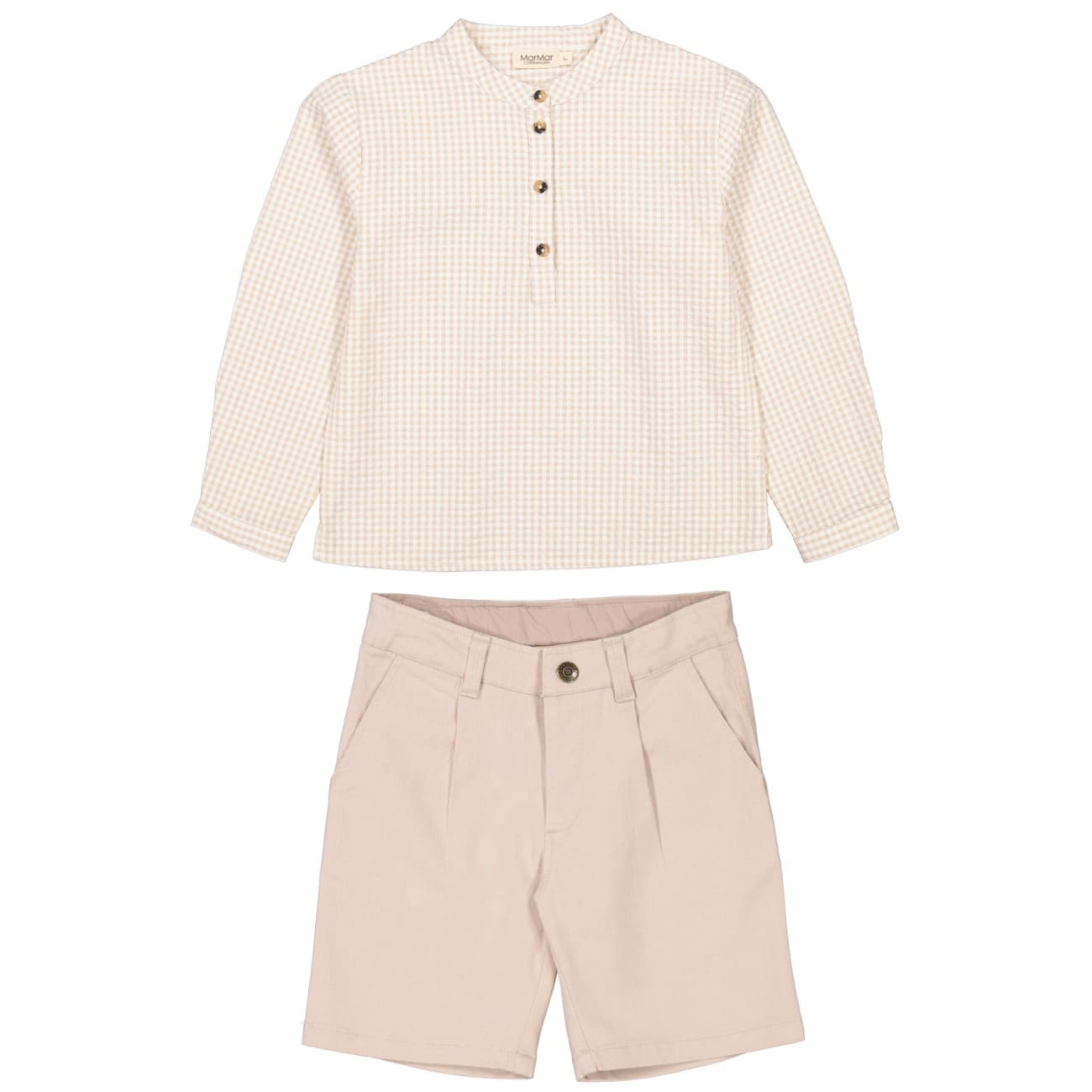 Tokyo Shirt & Primo Shorts | Grey Sand Gingham/Llama