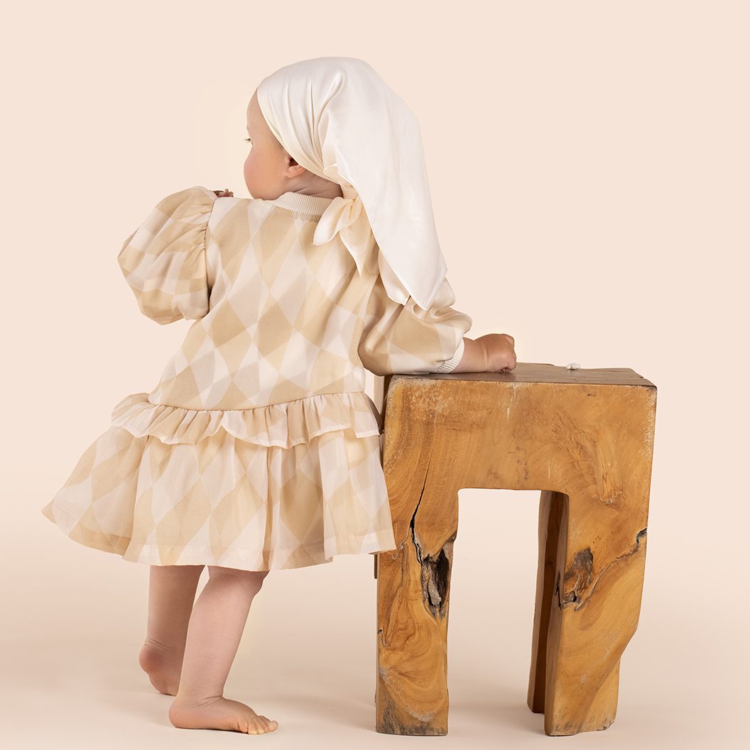Baby Terry and Organza Dress l Beige
