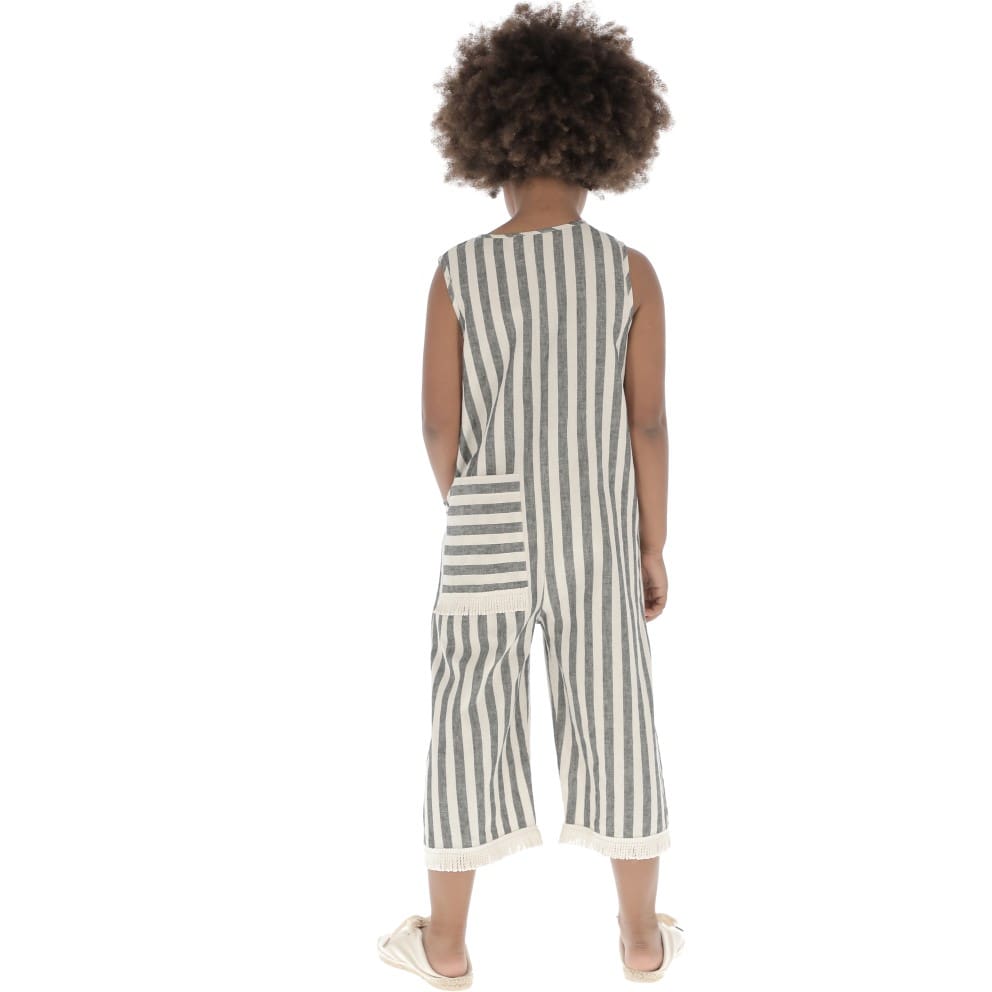 Jumpsuit LONG FLEECES | Grey Wide Stripe