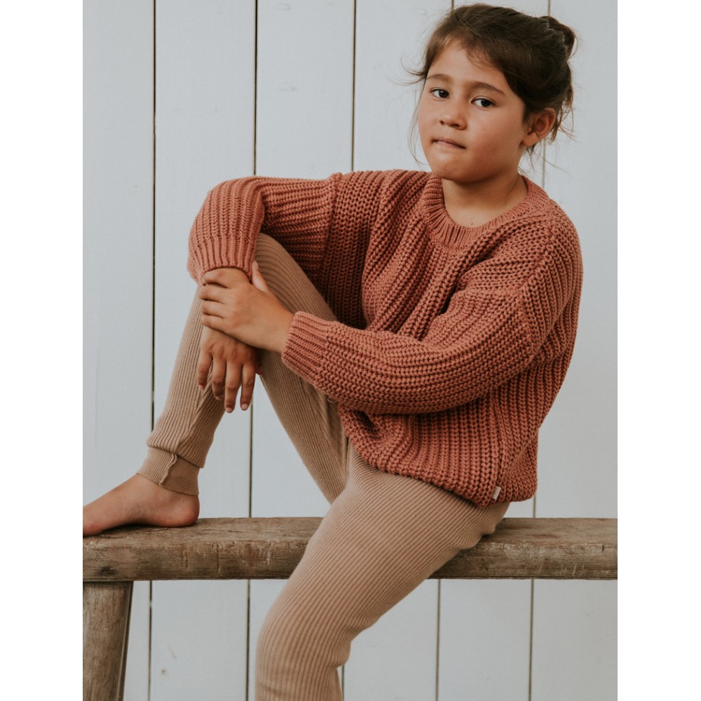 Knitted Leggings Big Rib | Toffee