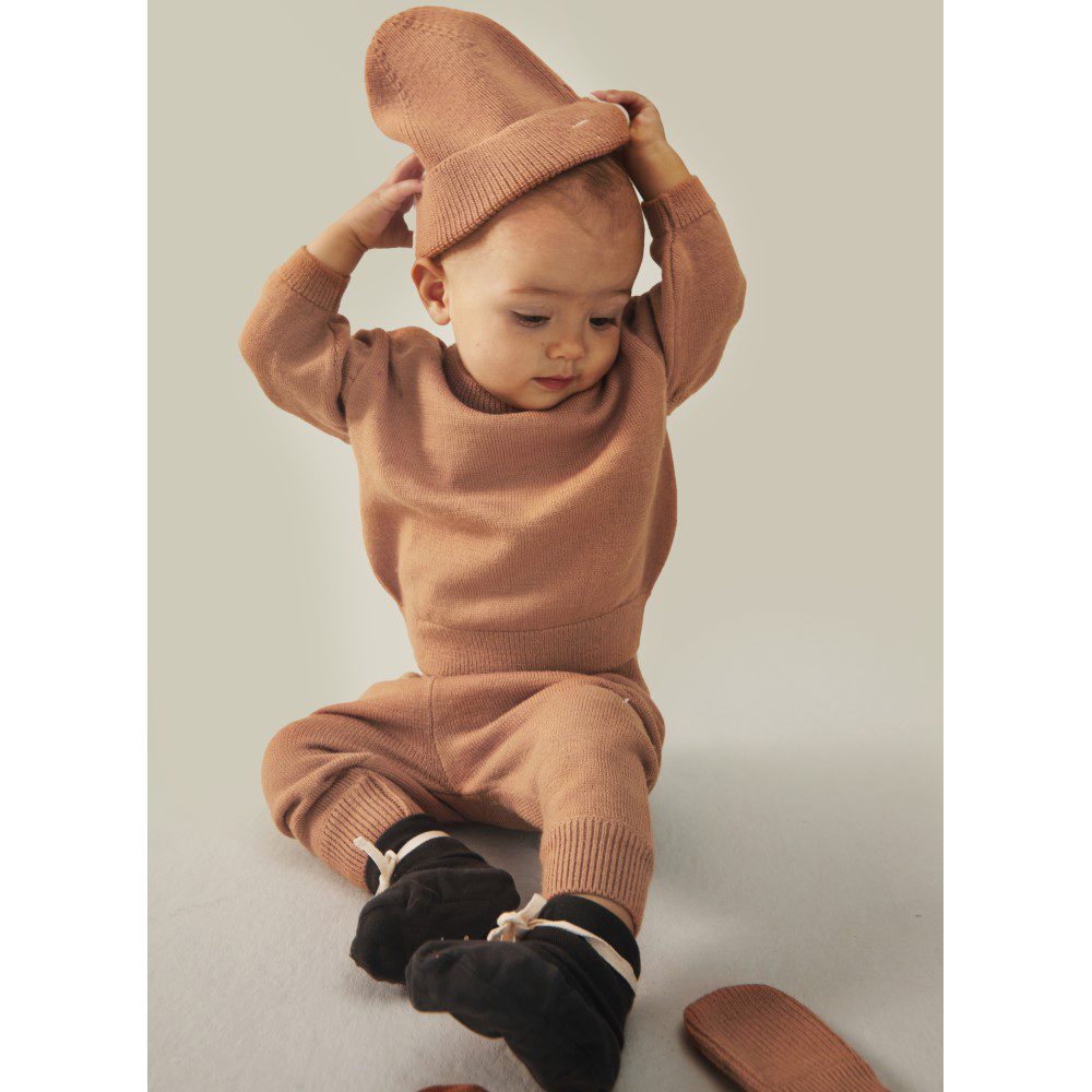Baby Kniited Jumper & Knitted Legs | Biscuit