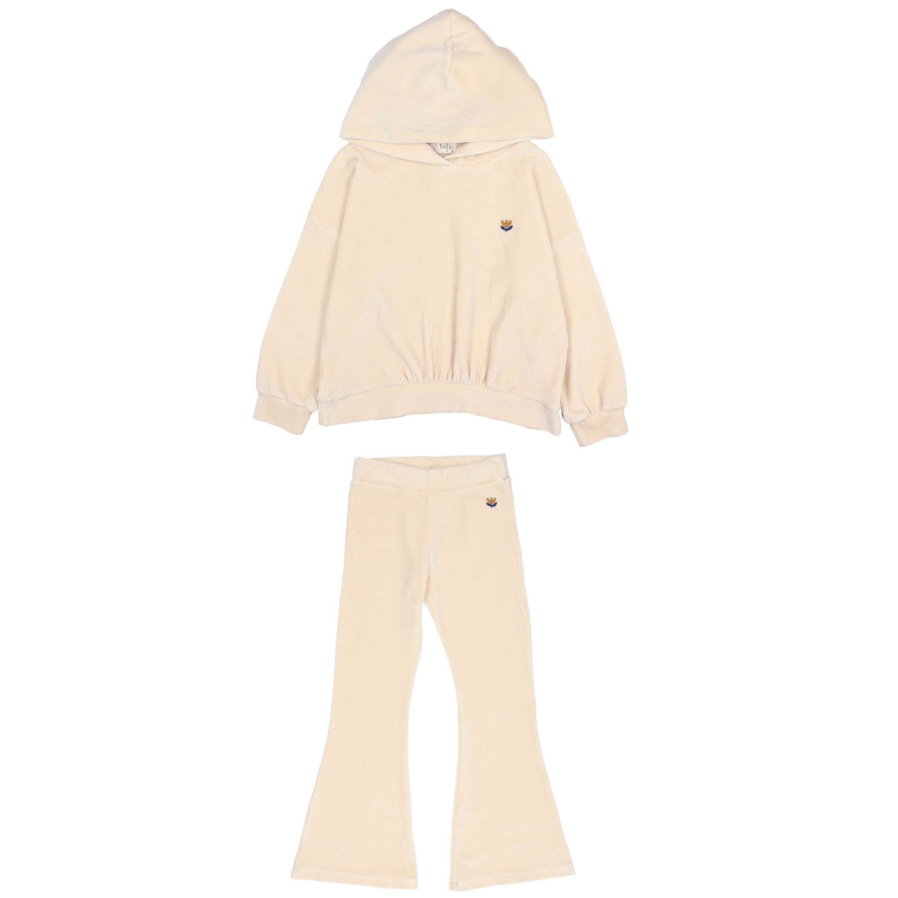 Velvet Sweatshirt & Velvet Legging Flare Ivory