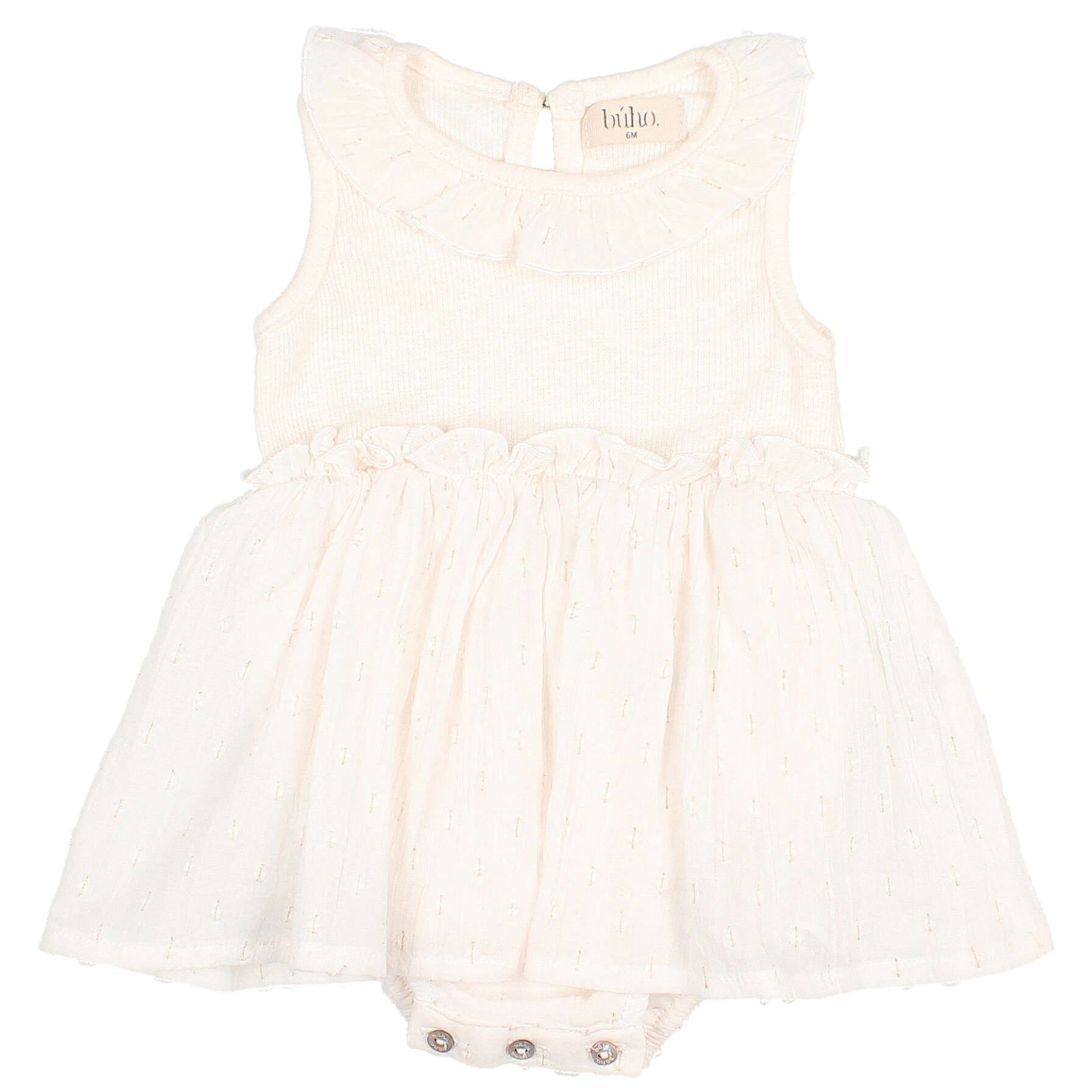 BB Lurex Plumeti Combi Dress | Talc