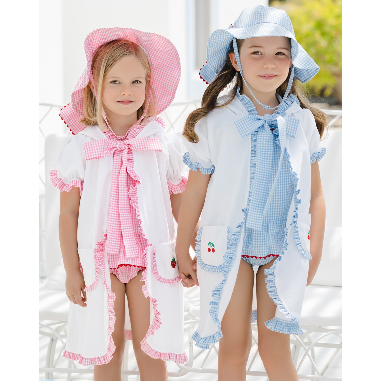 Gingham Mix Blue Sunny Hat