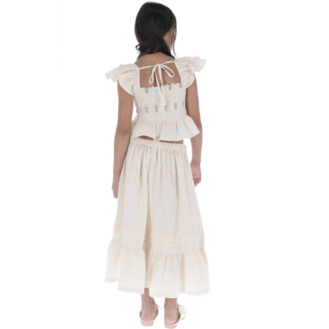 Ruffles Top Embroidered Flower