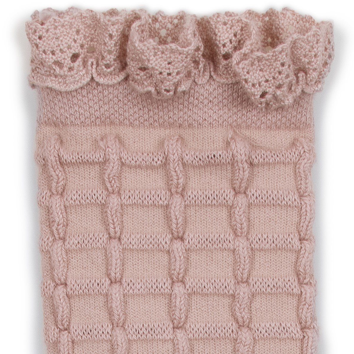 Coralie Textured Checked-knit Knee-high Socks | Vieux Rose