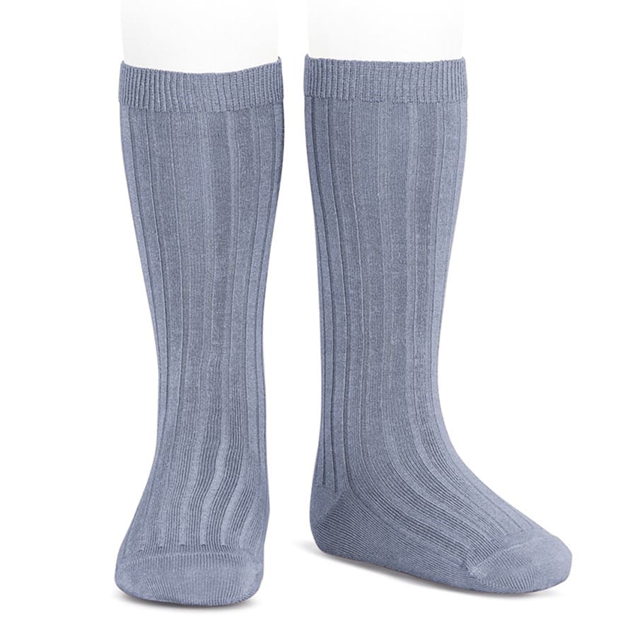 2016/2 Basic Ribbed Knee High Socks | Steel 402