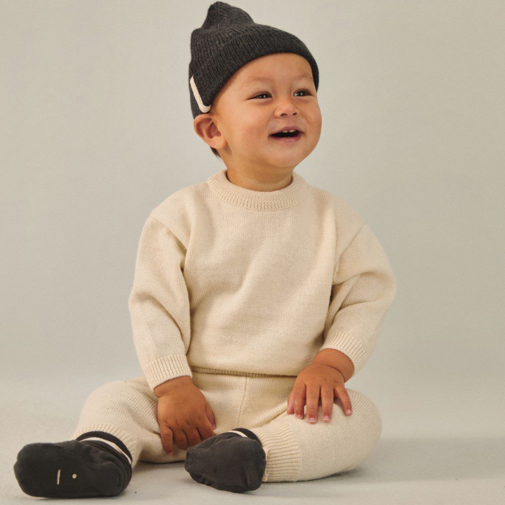 Baby Knitted Beanie |  Nearly Black Melange