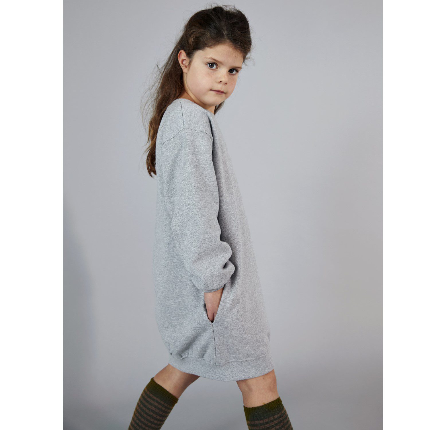 Dropped Shoulder Dress | Grey Melange