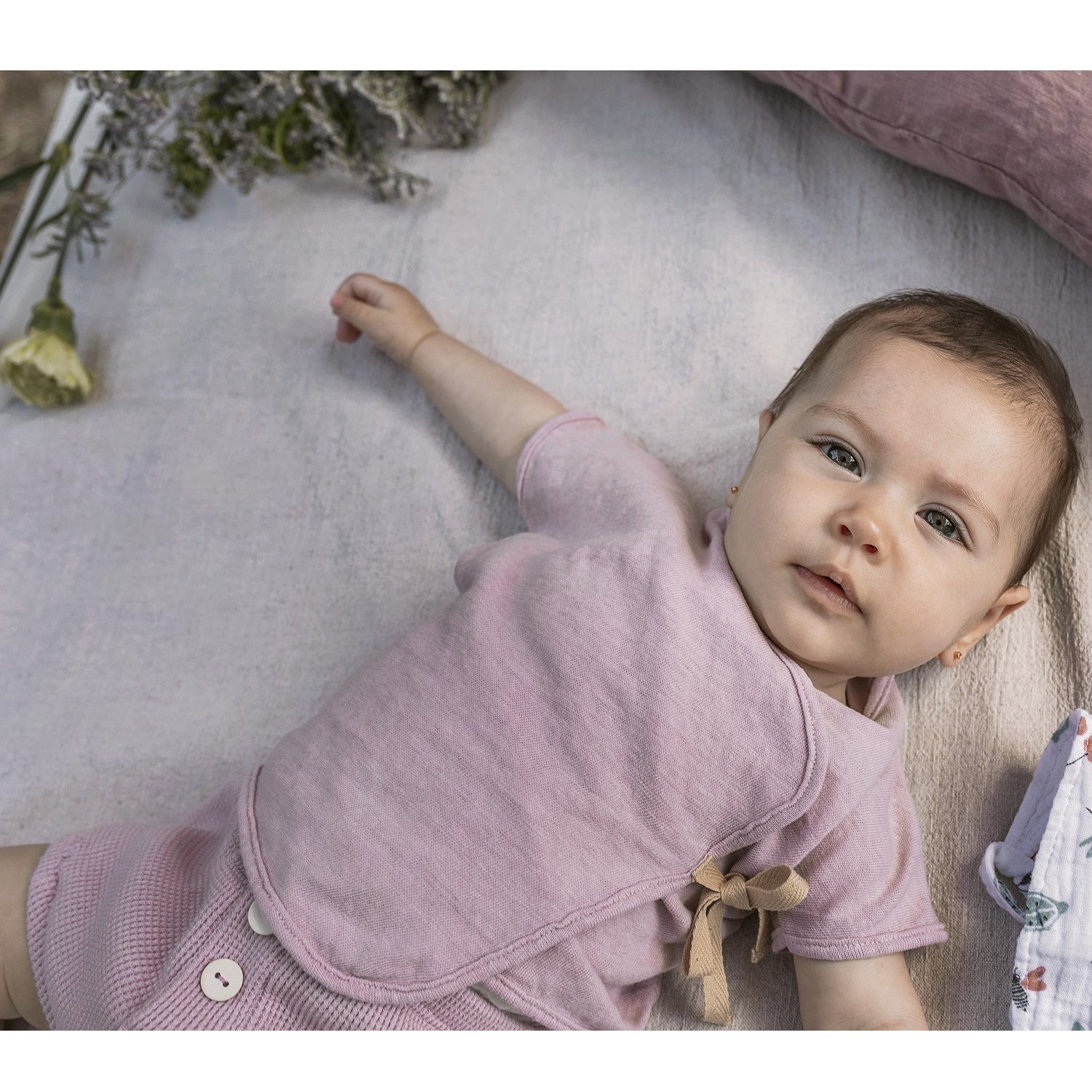 Cotton-Linen Top & Waffle Bloomers | Blue