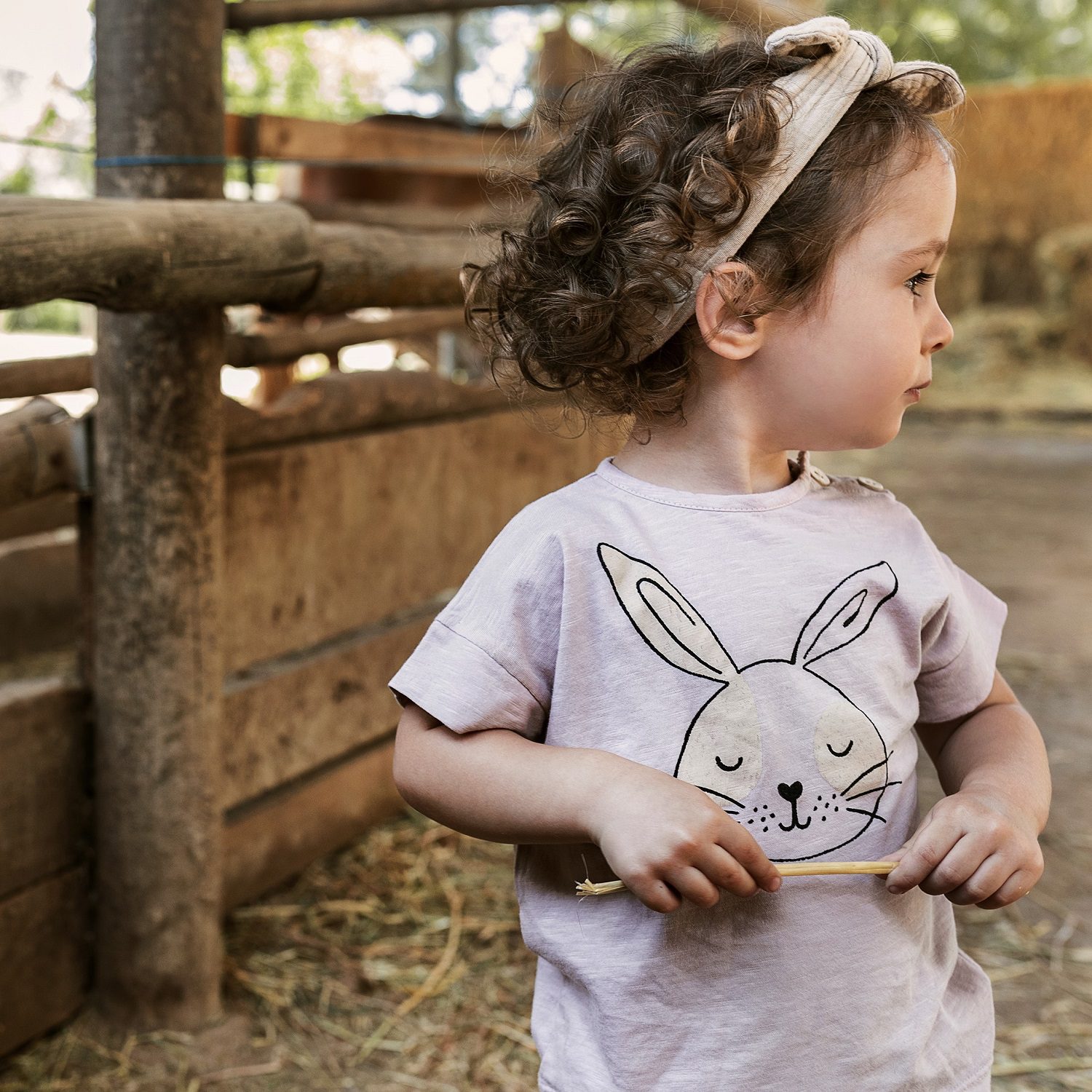 Rabbit Mauve T-Shirt & Stripe Shorts