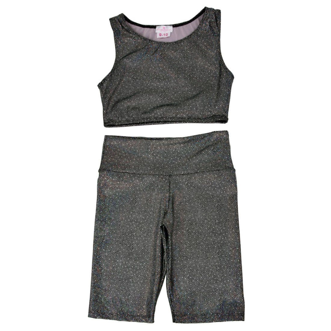 Biker Shorts & Top | Black Glitter