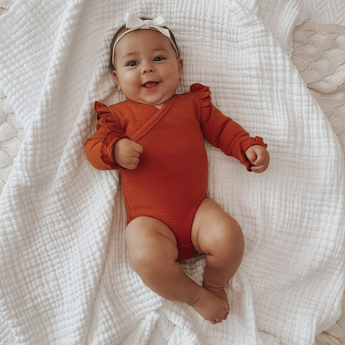 Corduroy Ruffle Wrap Bodysuit | Fog