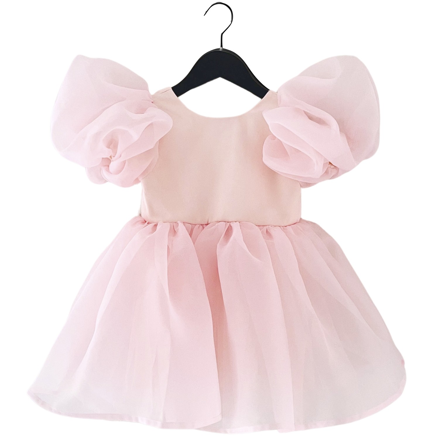 V-Back Puff Sleep Organza Tutu Dress | Pink