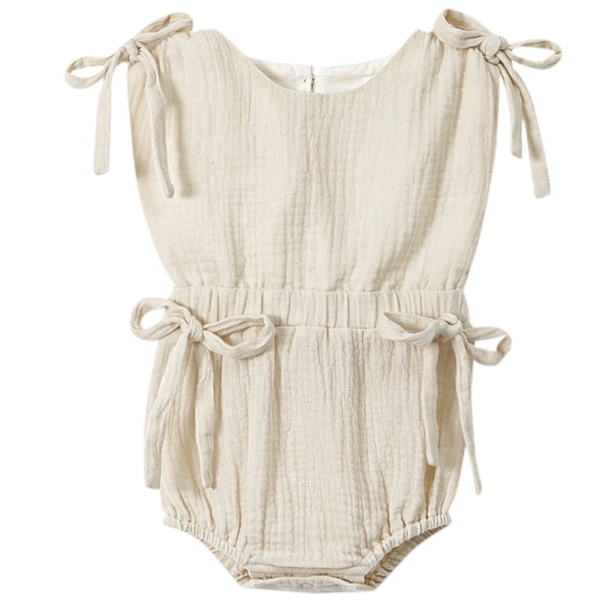 Baby Gauze Sunsuit W/ Ties | Sand