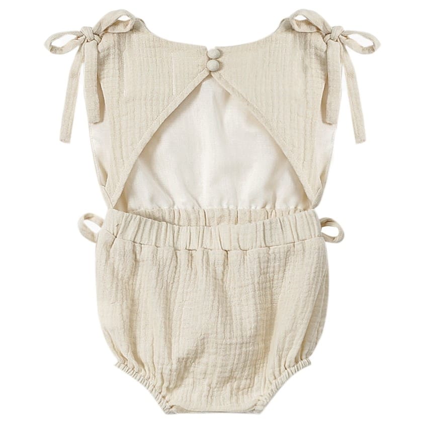 Baby Gauze Sunsuit W/ Ties | Sand