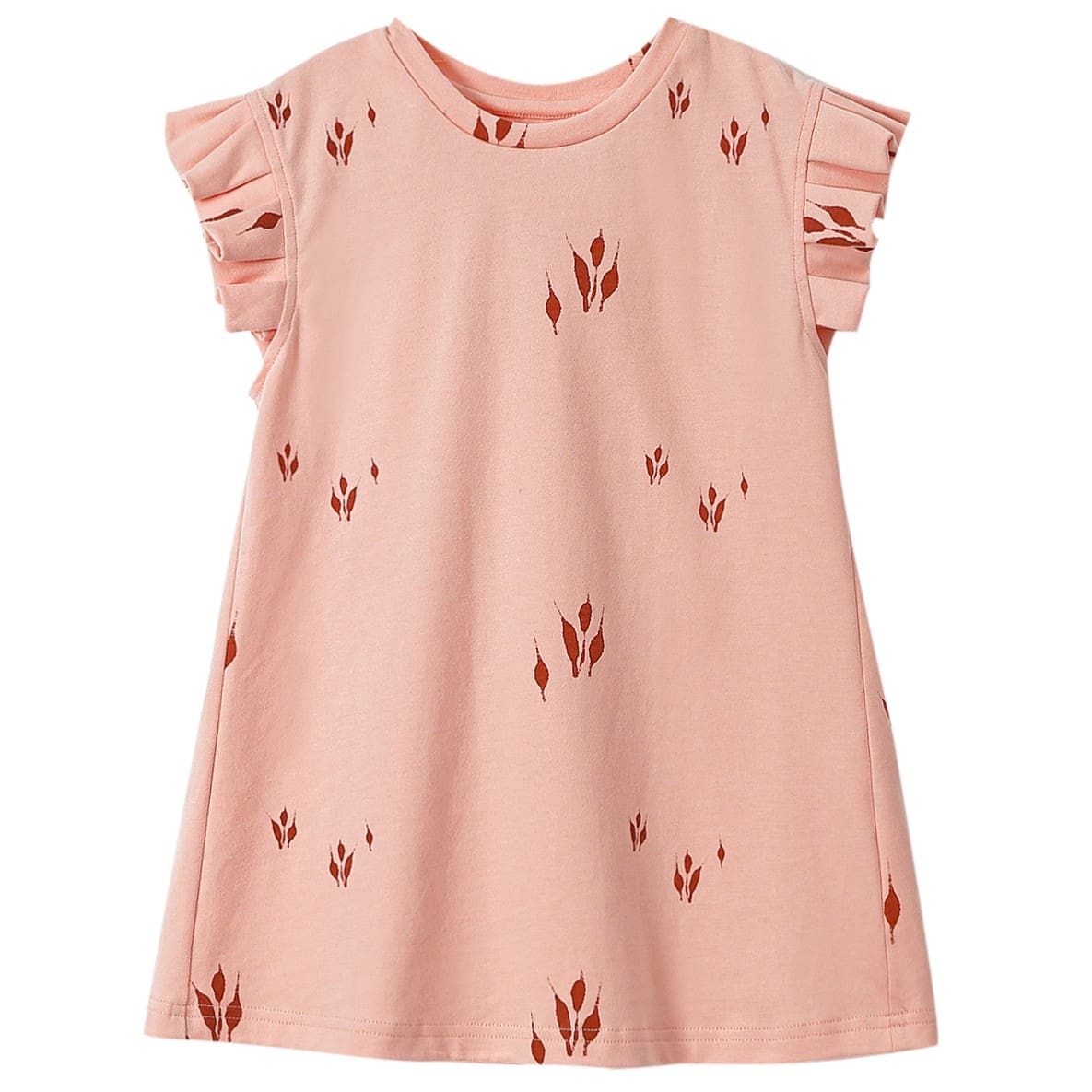 Girls Jersey Dress W/ Box Pleated Sleeve | Peach