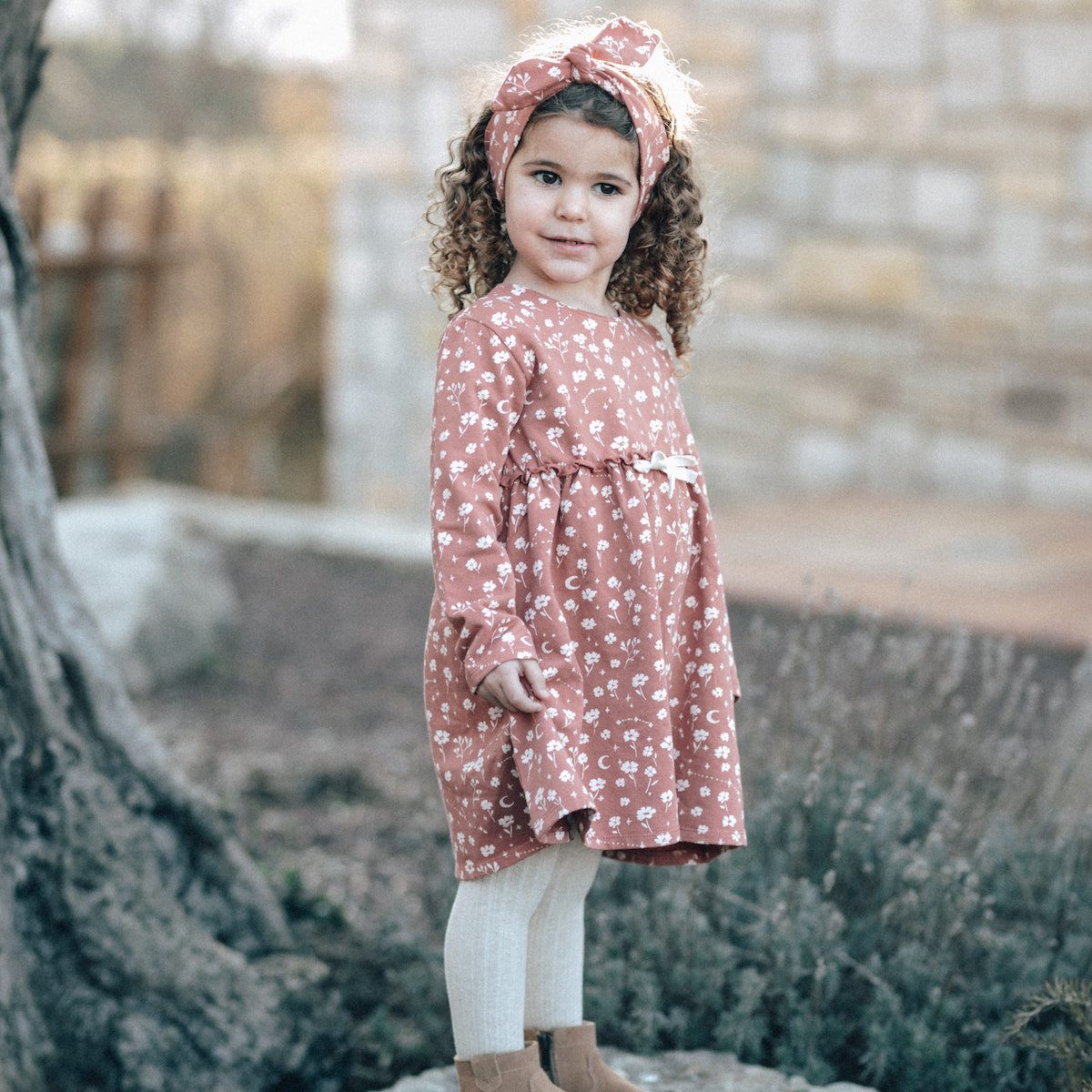 Terracotta Cosmic Flower Dress