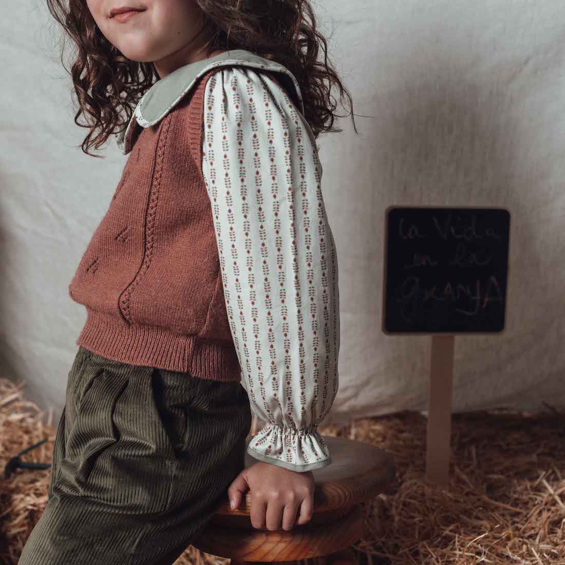 Terracotta Vest W/ Ivory Collar