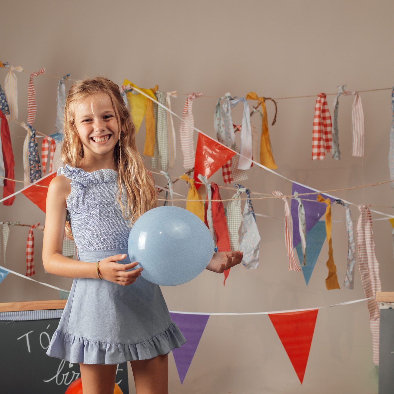 Blue Linen Mini Skirt