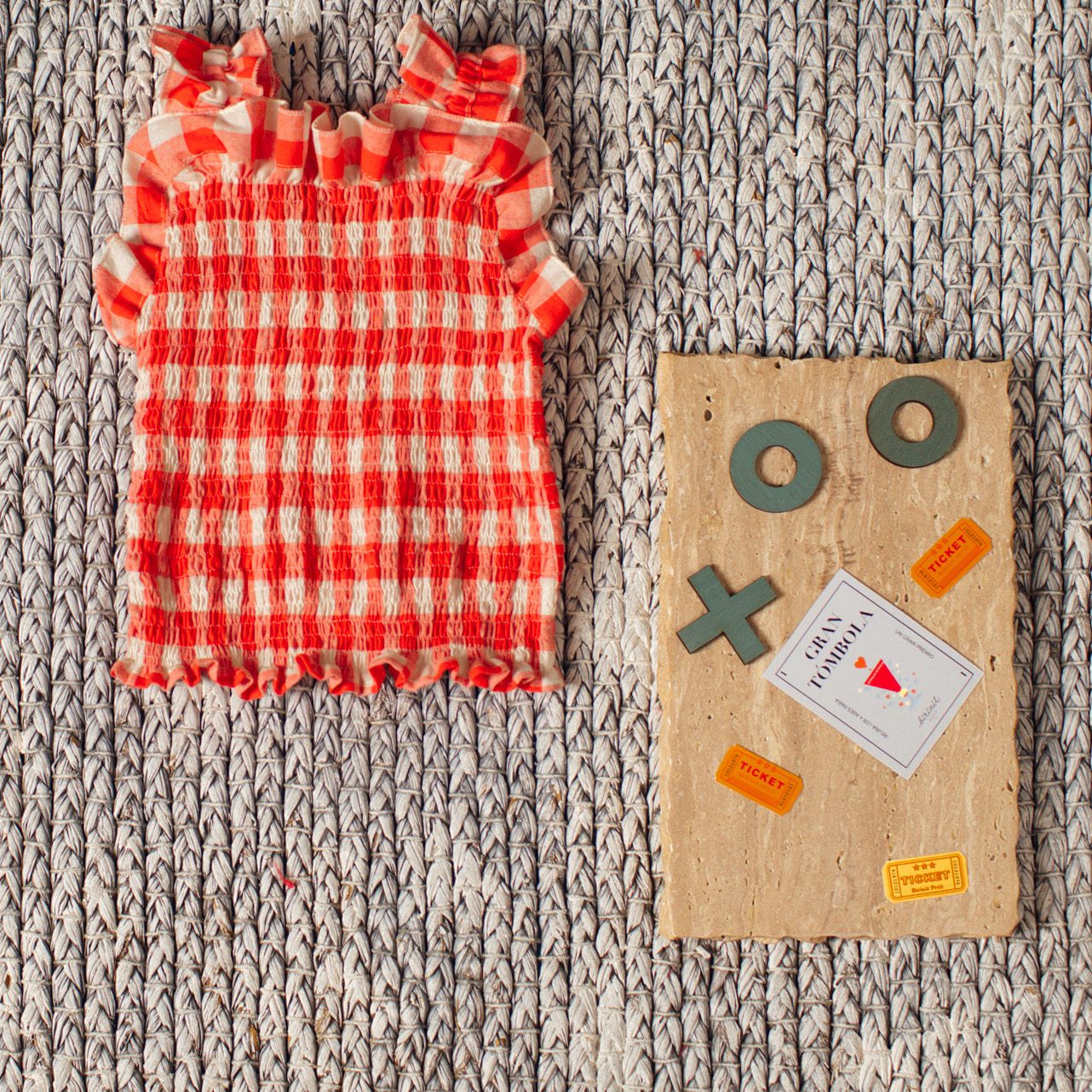 Red Rubberized Gingham Top
