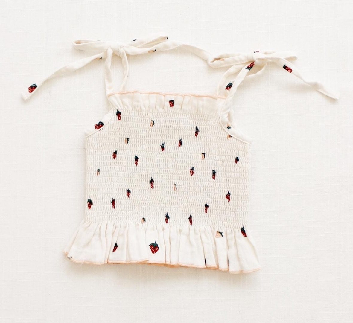 Smocked Crop Blouse Strawberries