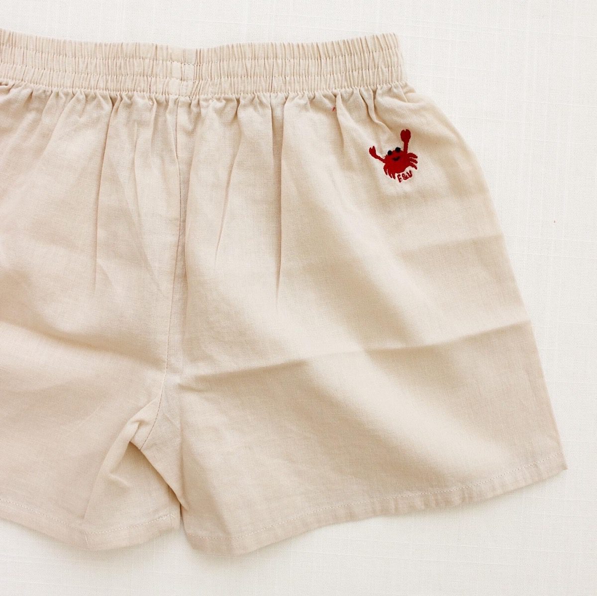 Woven Trackies | Sand W/ Crab Embroidery