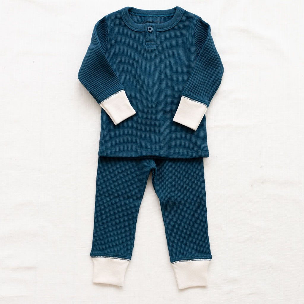 Waffle Henley Top & Pant | Ocean