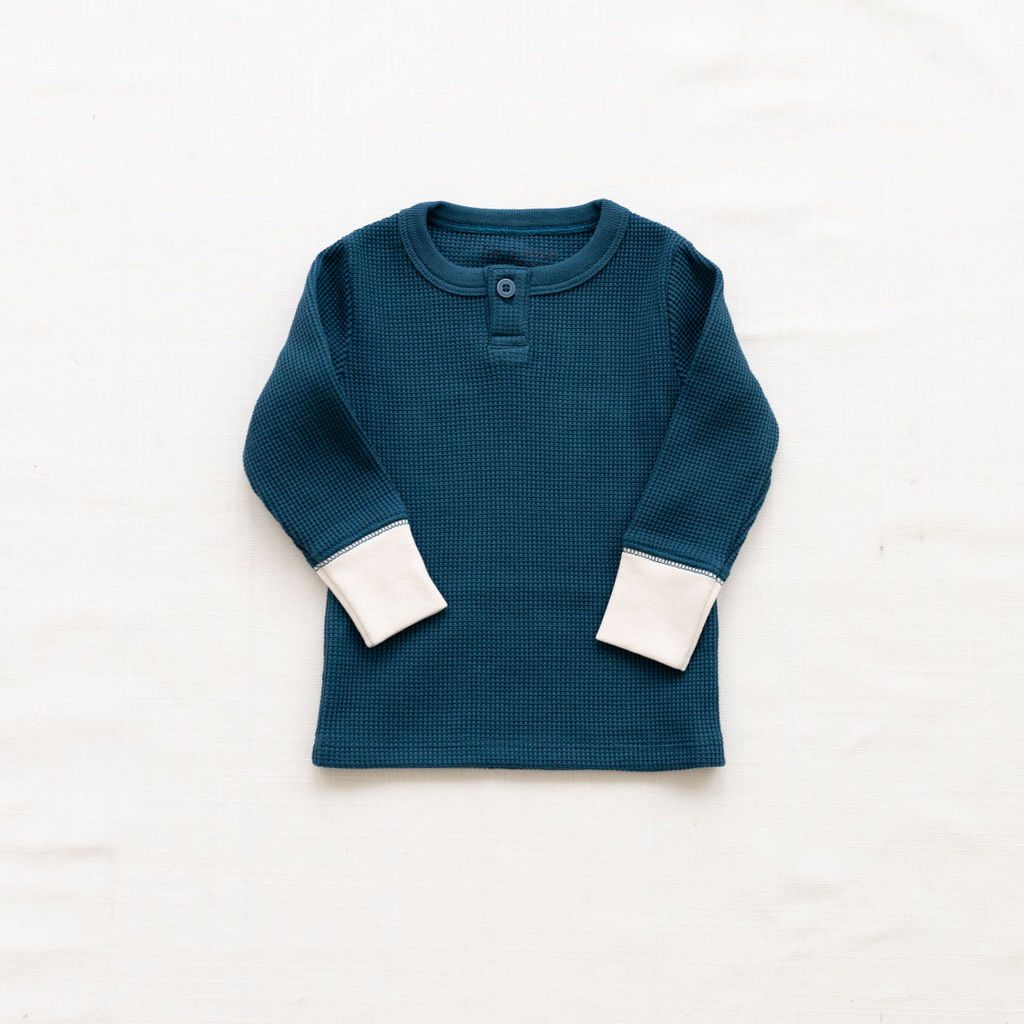 Waffle Henley Top & Pant | Ocean