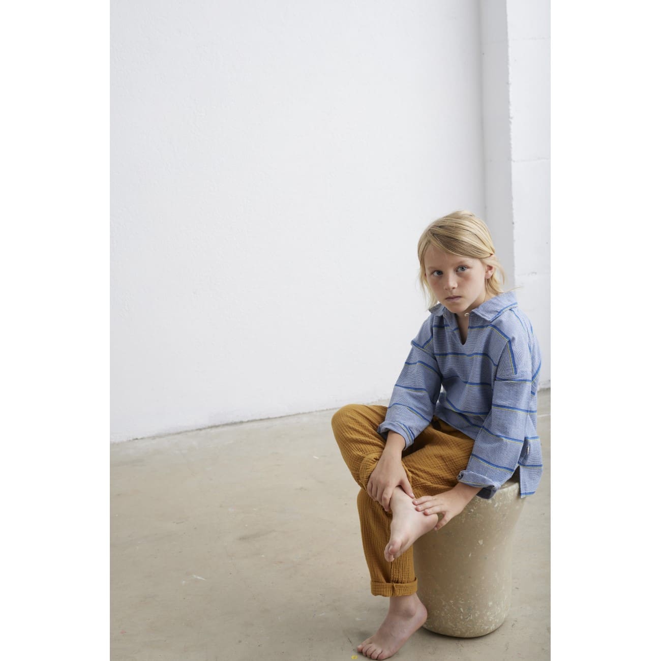 Kian Denim Stripes Shirt & Mario Soft Gauze Pants | Unique/Oil