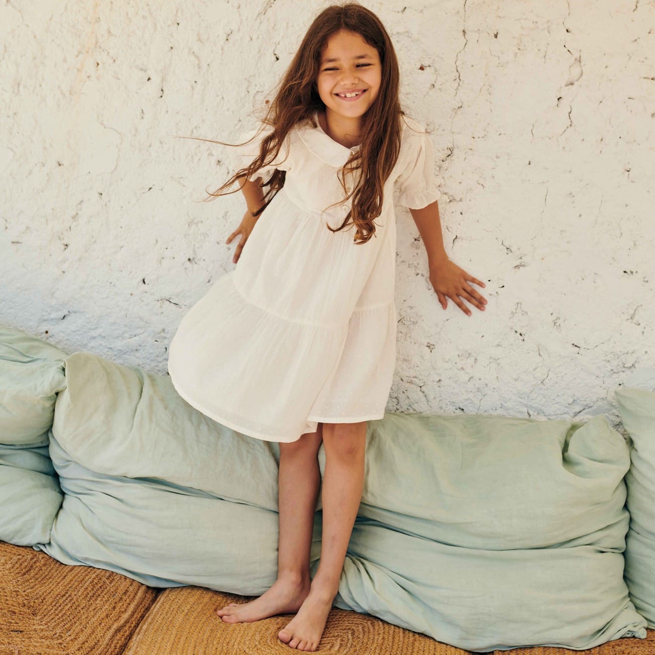 Lurex Plumeti Dress | Talc
