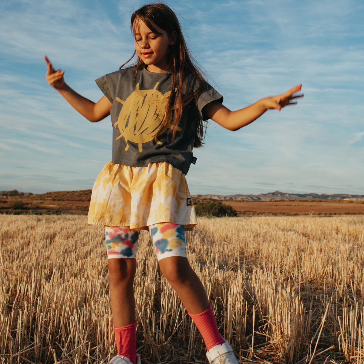 Tie Dye Wide Leg Shorts | Sunset Gold
